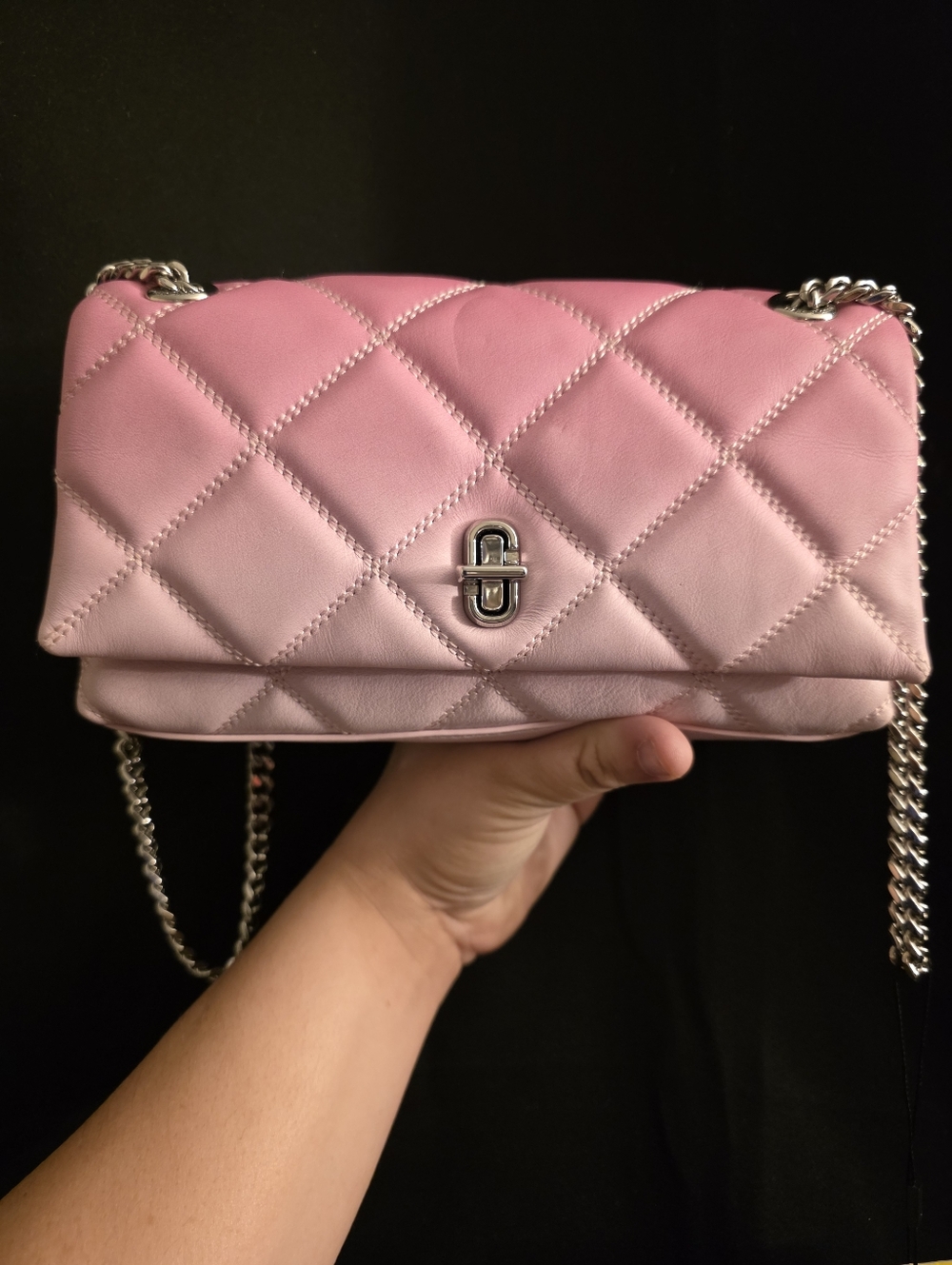 NWT Marc Jacobs Pink And White Ombre Quilted Chain Crossbody Bag